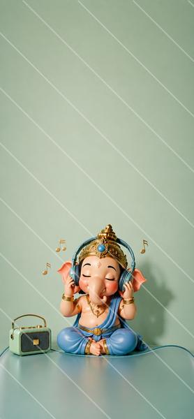 พระพิฆเนศน้อยฟังเพลงเพลิน